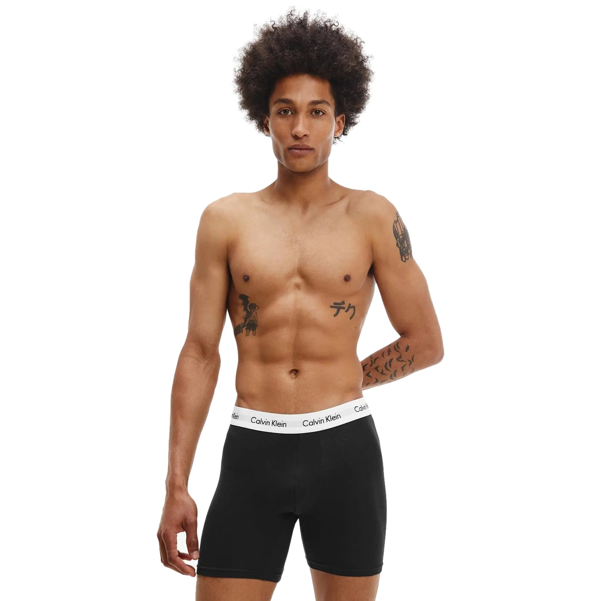 Black Front view of Calvin Klein 3 Pack White Black Grey Boxer Briefs